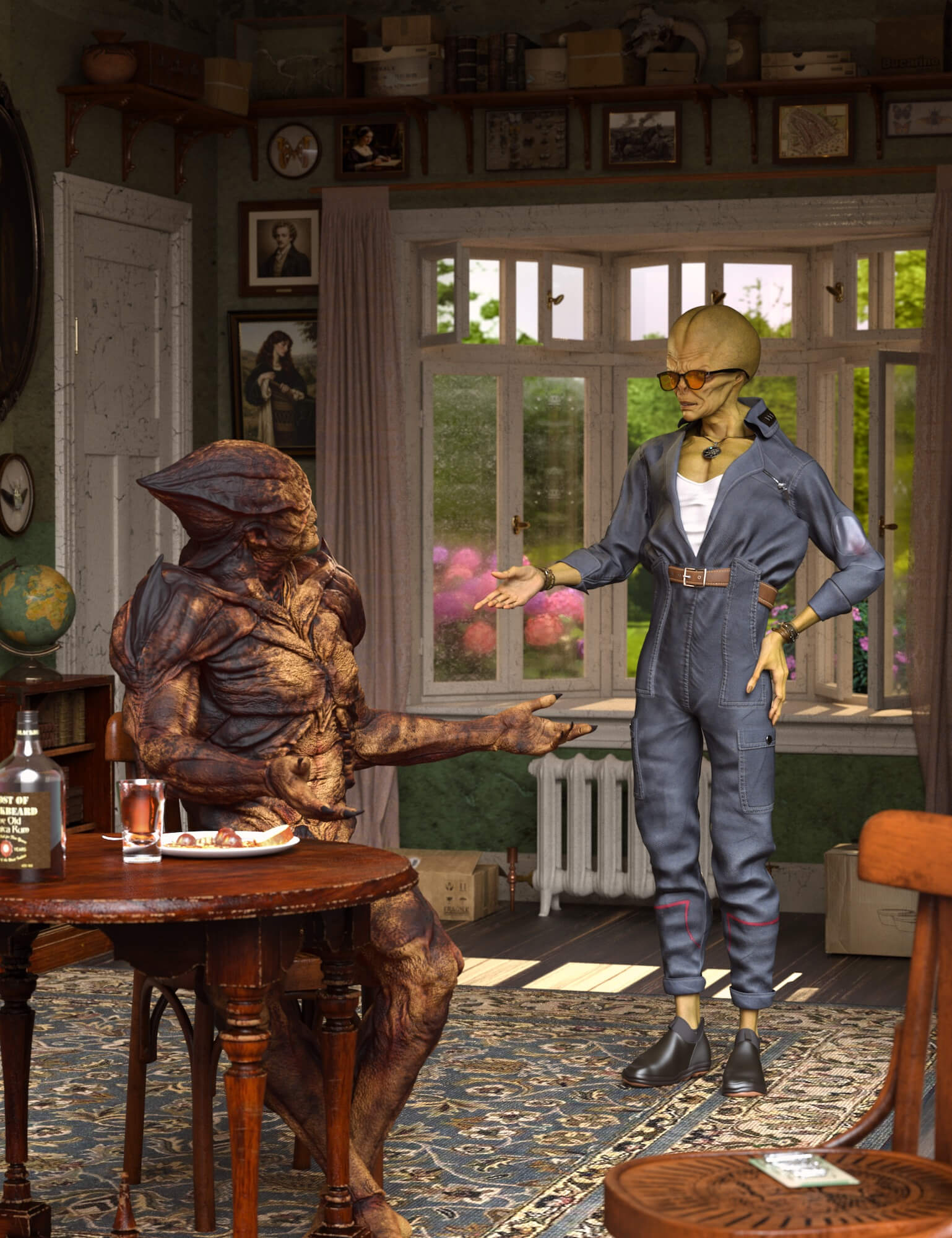 How did you come up with the idea of socializing all of a sudden 3D Render, Digital Artwork by Mjrk