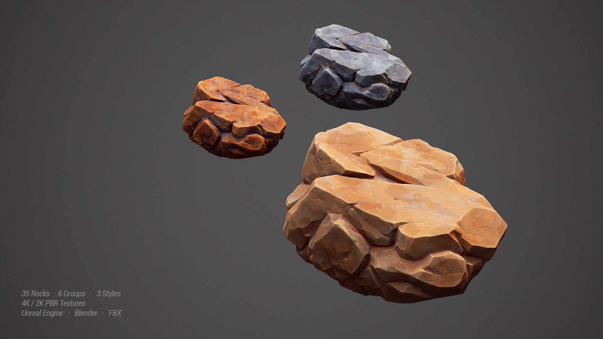 35 Stylized Rocks Collection 3D Model