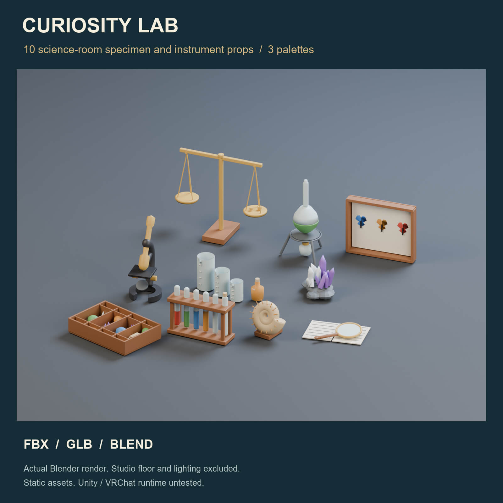Curiosity Lab Props - 10 Models 3 Color Palettes 3D Model