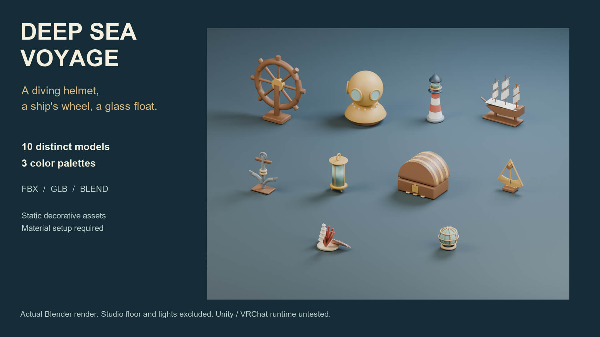 Deep Sea Voyage - 10 Stylized Diving and Sailing Props 3D Model