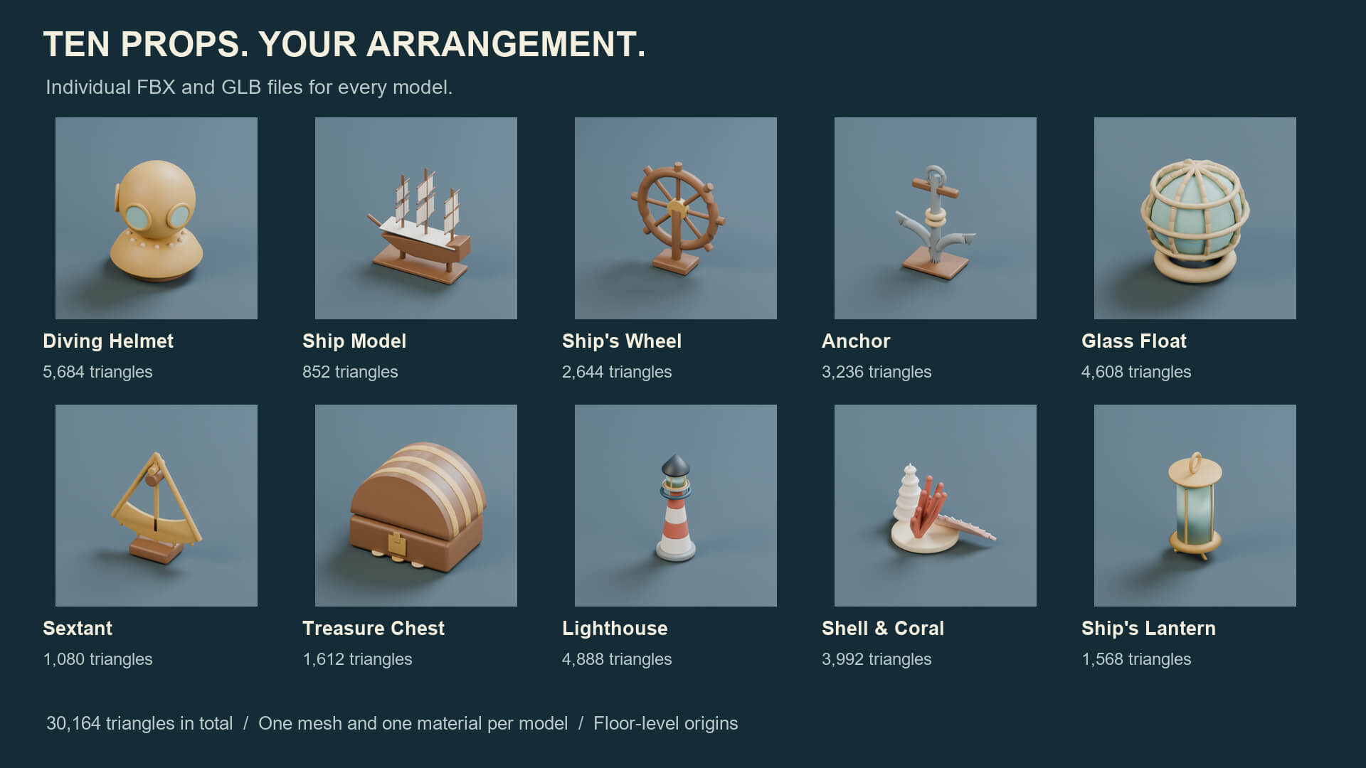 Deep Sea Voyage - 10 Stylized Diving and Sailing Props 3D Model