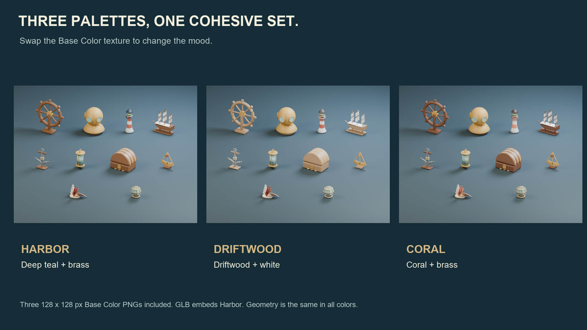 Deep Sea Voyage - 10 Stylized Diving and Sailing Props 3D Model