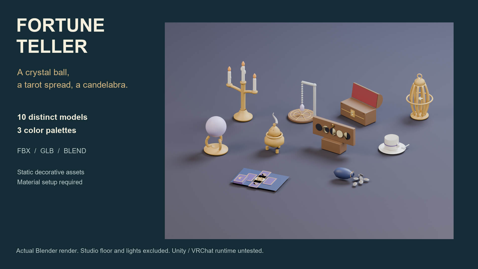 Fortune Teller Props - 10 Low-Poly Models 3 Color Palettes 3D Model