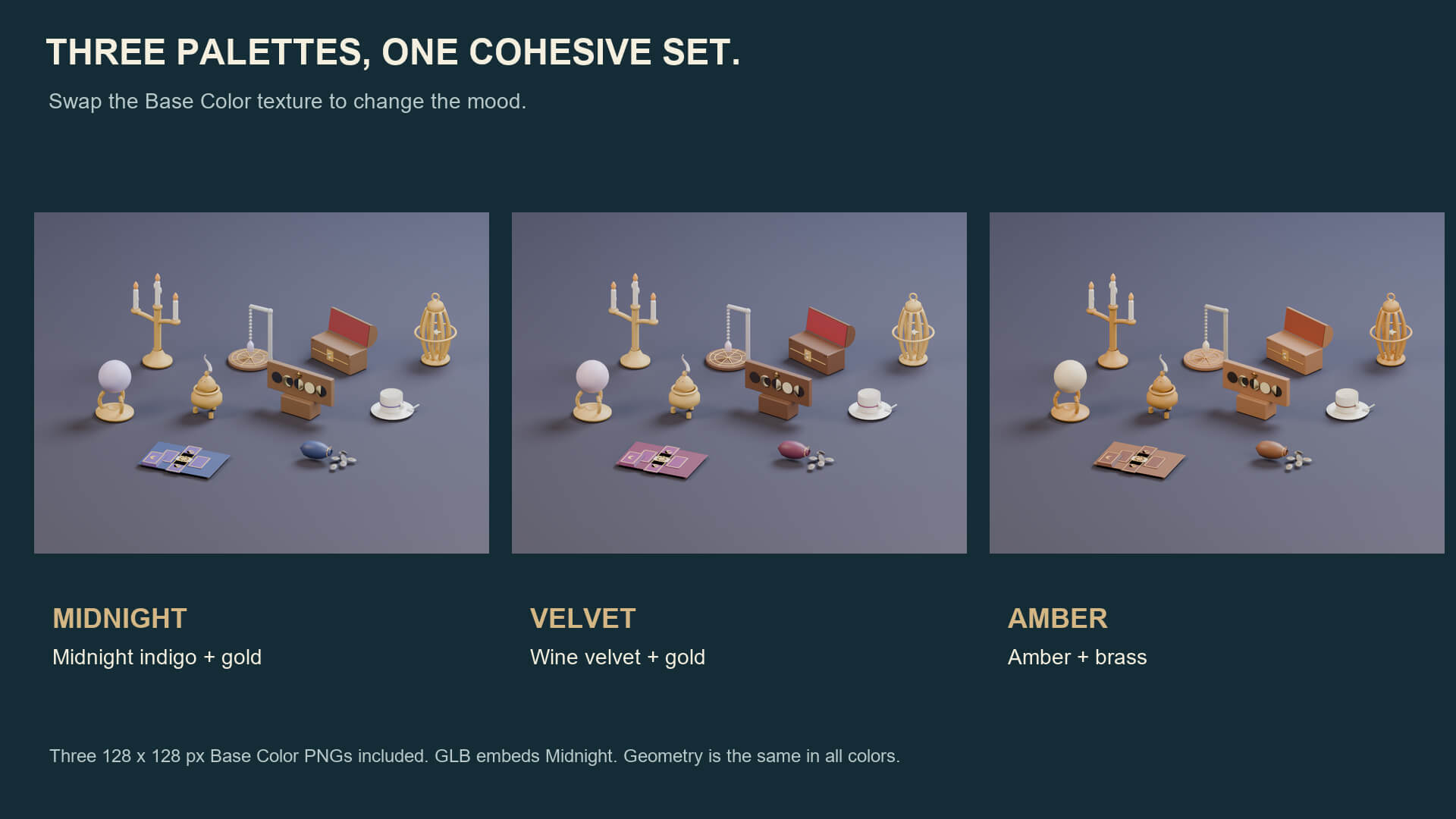 Fortune Teller Props - 10 Low-Poly Models 3 Color Palettes 3D Model