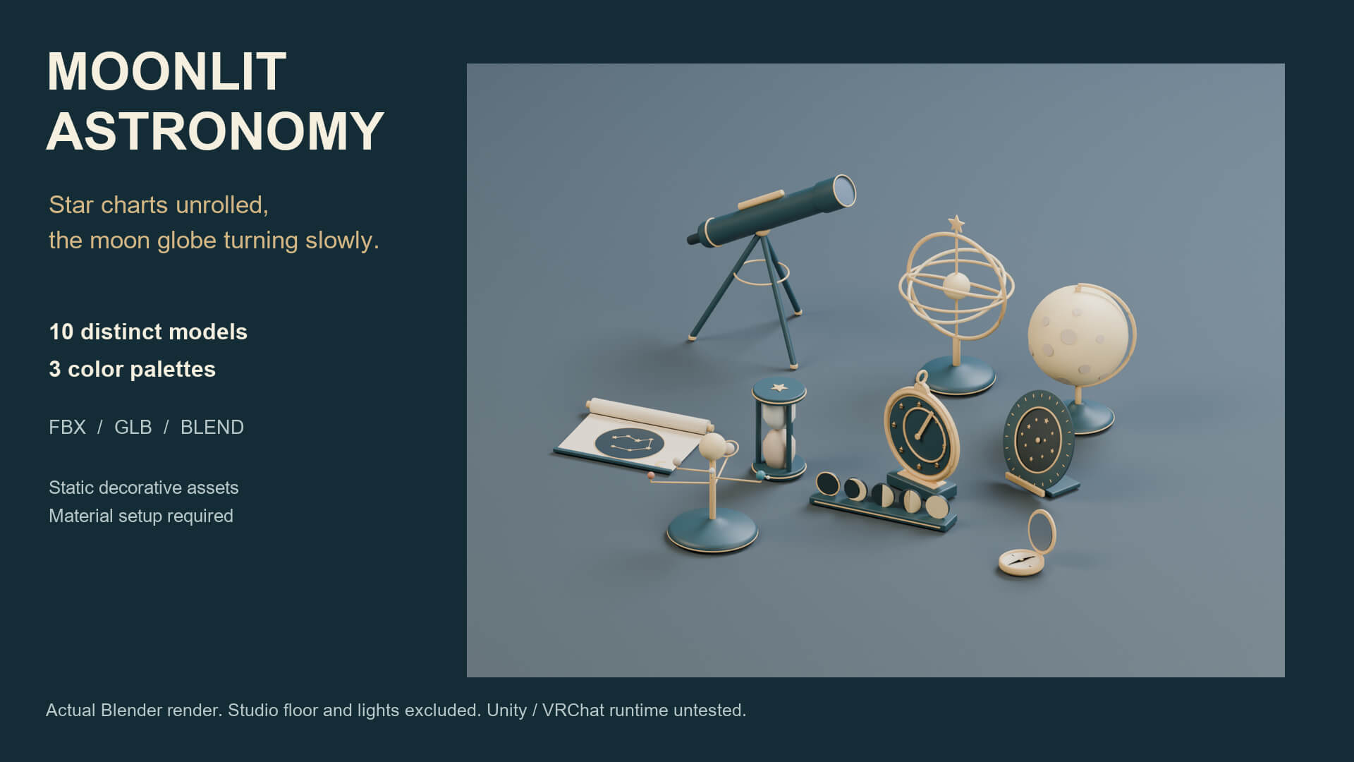 Moonlit Astronomy - 10 Stylized Stargazing Props 3D Model