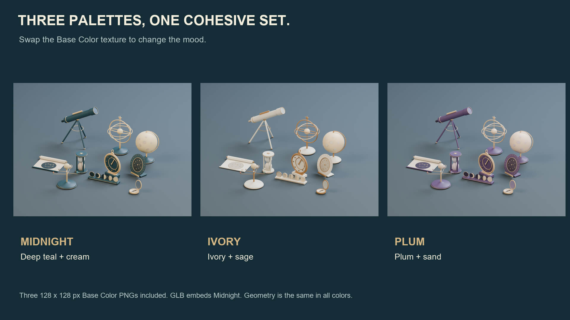 Moonlit Astronomy - 10 Stylized Stargazing Props 3D Model