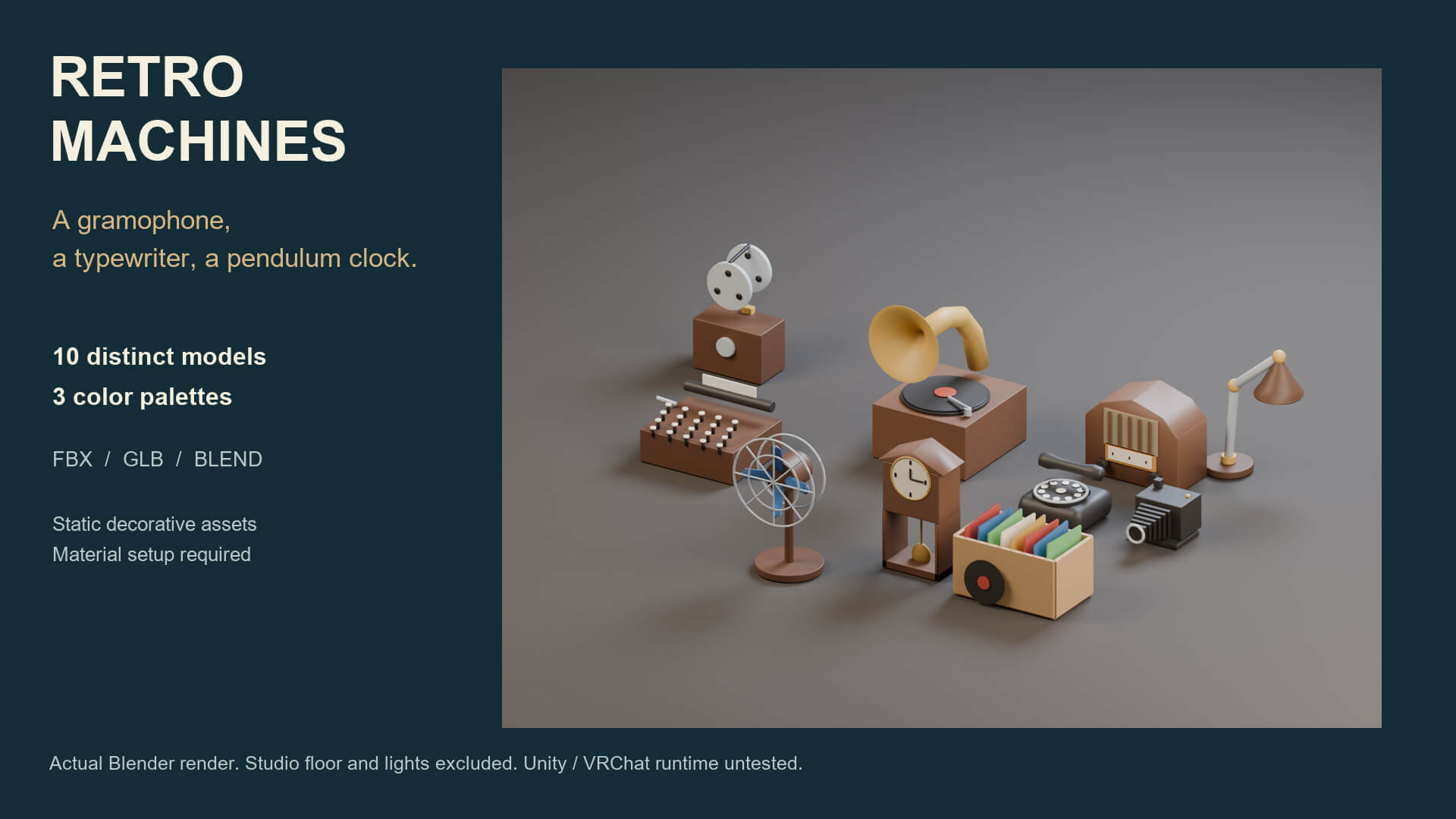 Retro Machines Props - 10 Models 3 Color Palettes 3D Model