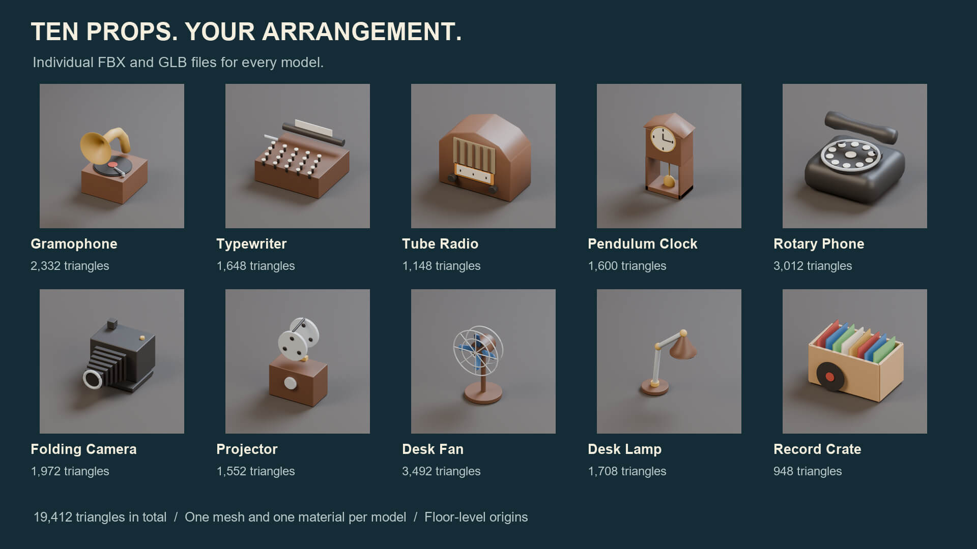 Retro Machines Props - 10 Models 3 Color Palettes 3D Model
