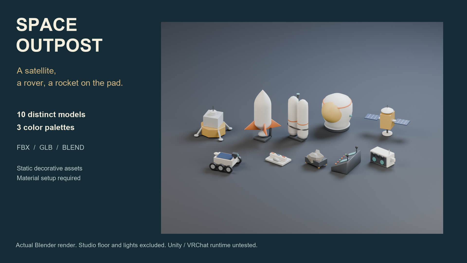 Space Outpost - 10 Retro-Futuristic Space Props 3D Model