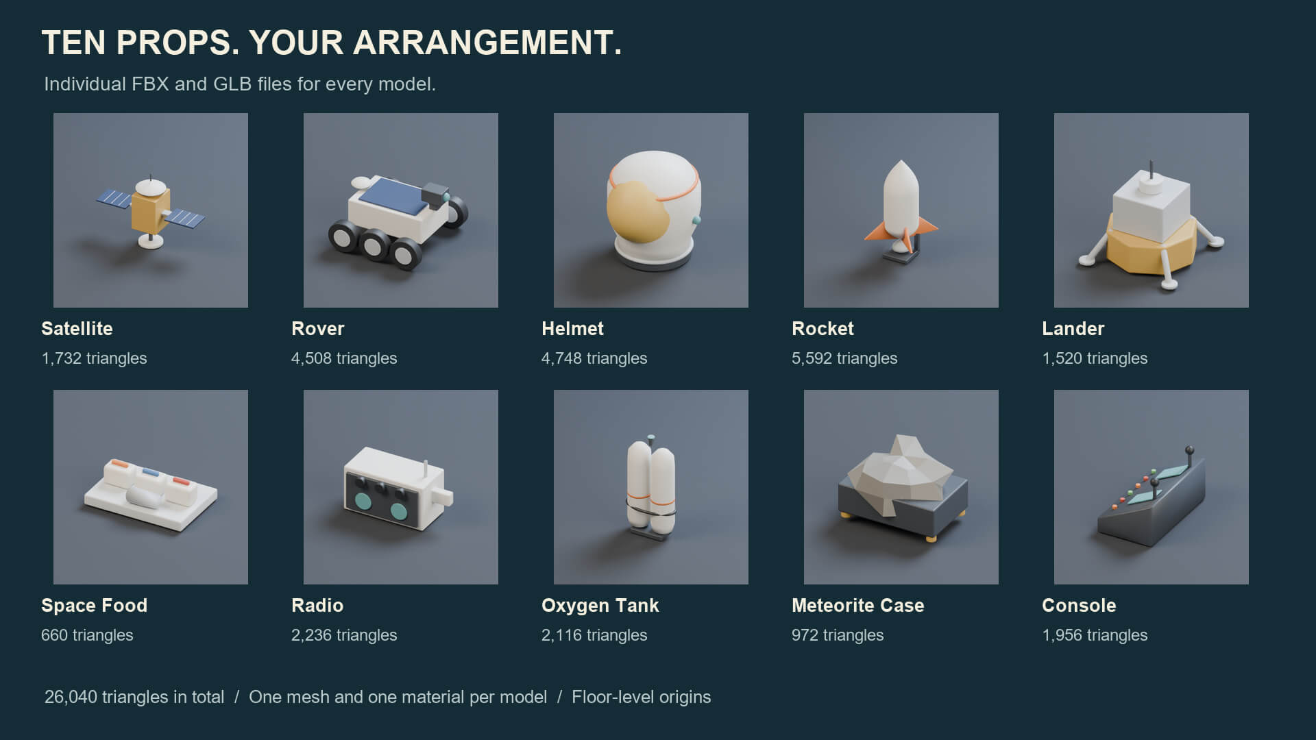 Space Outpost - 10 Retro-Futuristic Space Props 3D Model