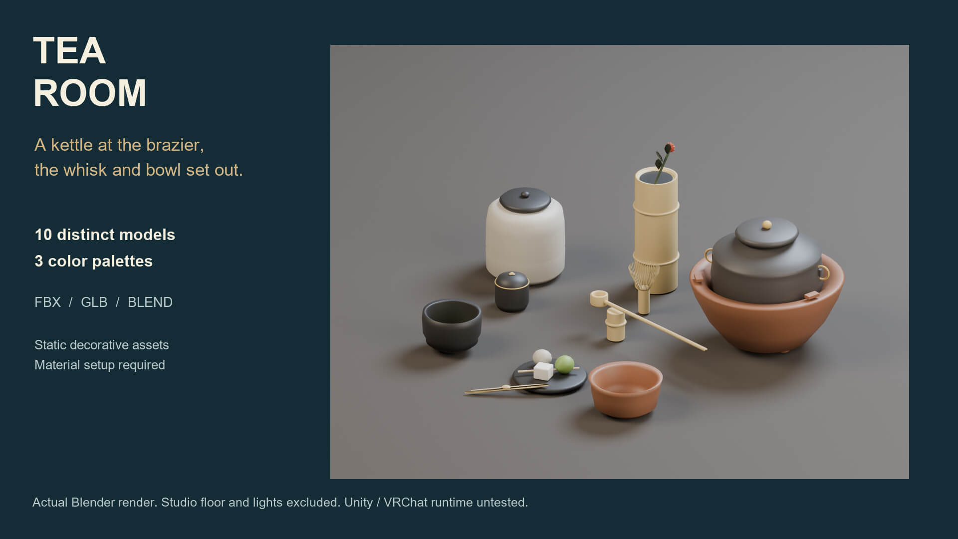 Tea Room - 10 Stylized Tea-Ceremony Props 3D Model