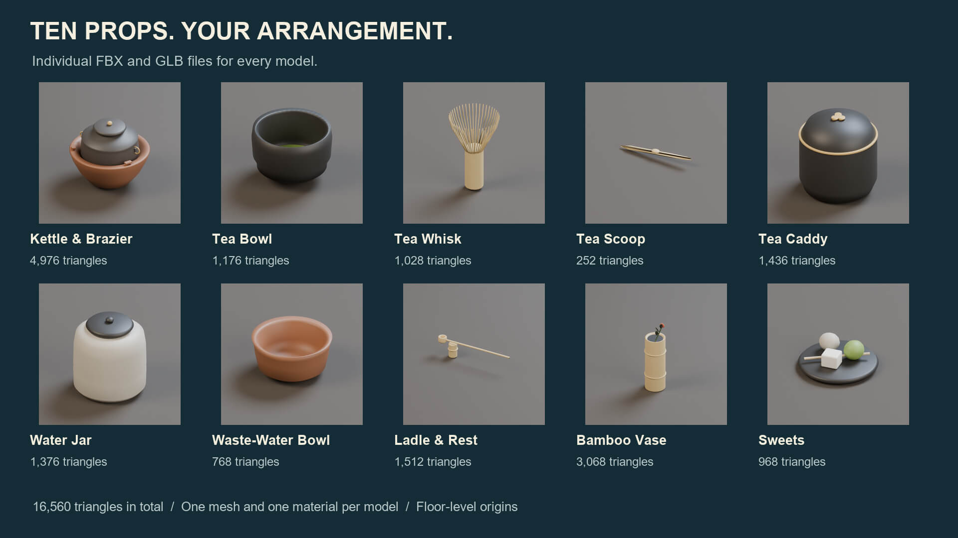 Tea Room - 10 Stylized Tea-Ceremony Props 3D Model