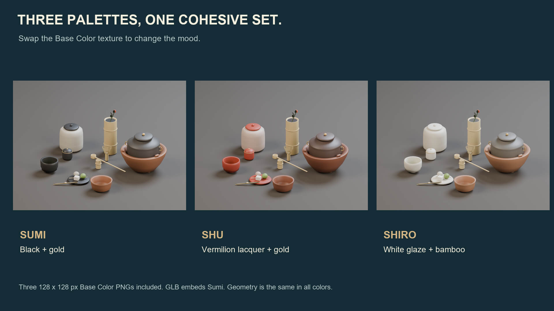 Tea Room - 10 Stylized Tea-Ceremony Props 3D Model