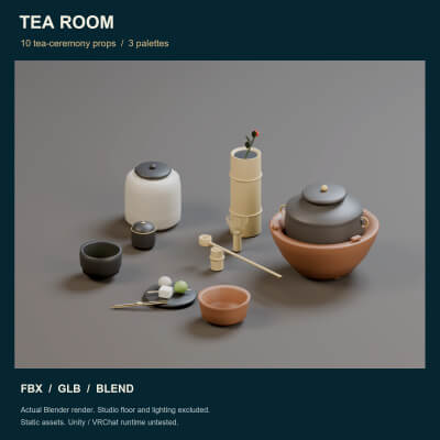 Tea Room - 10 Stylized Tea-Ceremony Props 3D Model
