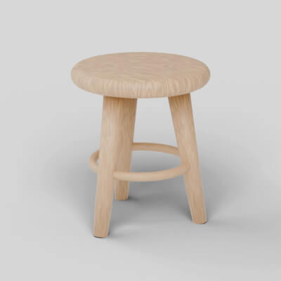 Wooden Stool - Low Poly 3D Model