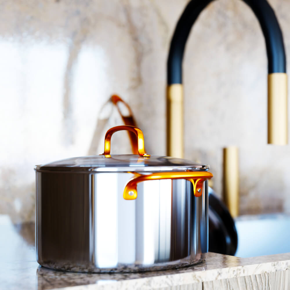 Premium Stainless Steel Cookware Set - Pots 3D Model 3D Model
