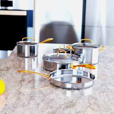 Premium Stainless Steel Cookware Set - Pots 3D Model