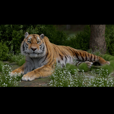 High Quality Realistic Tiger Fully Rigged Fur Animated Blend