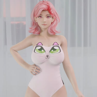 Cute Anime Female Character - Tsukushi 3D Model