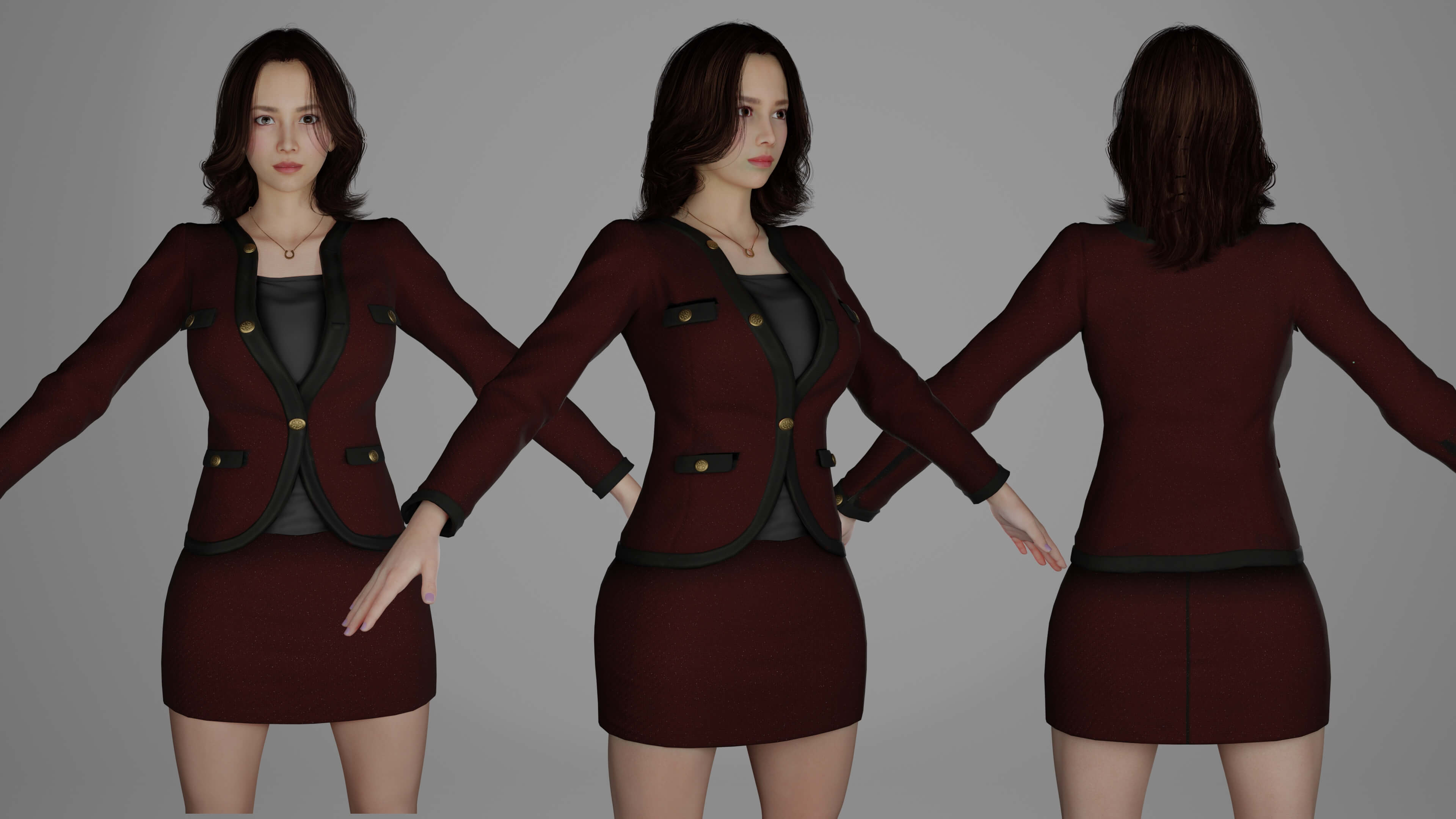 Realistic Girl Character - Office Girl - Woman Character 3D Model