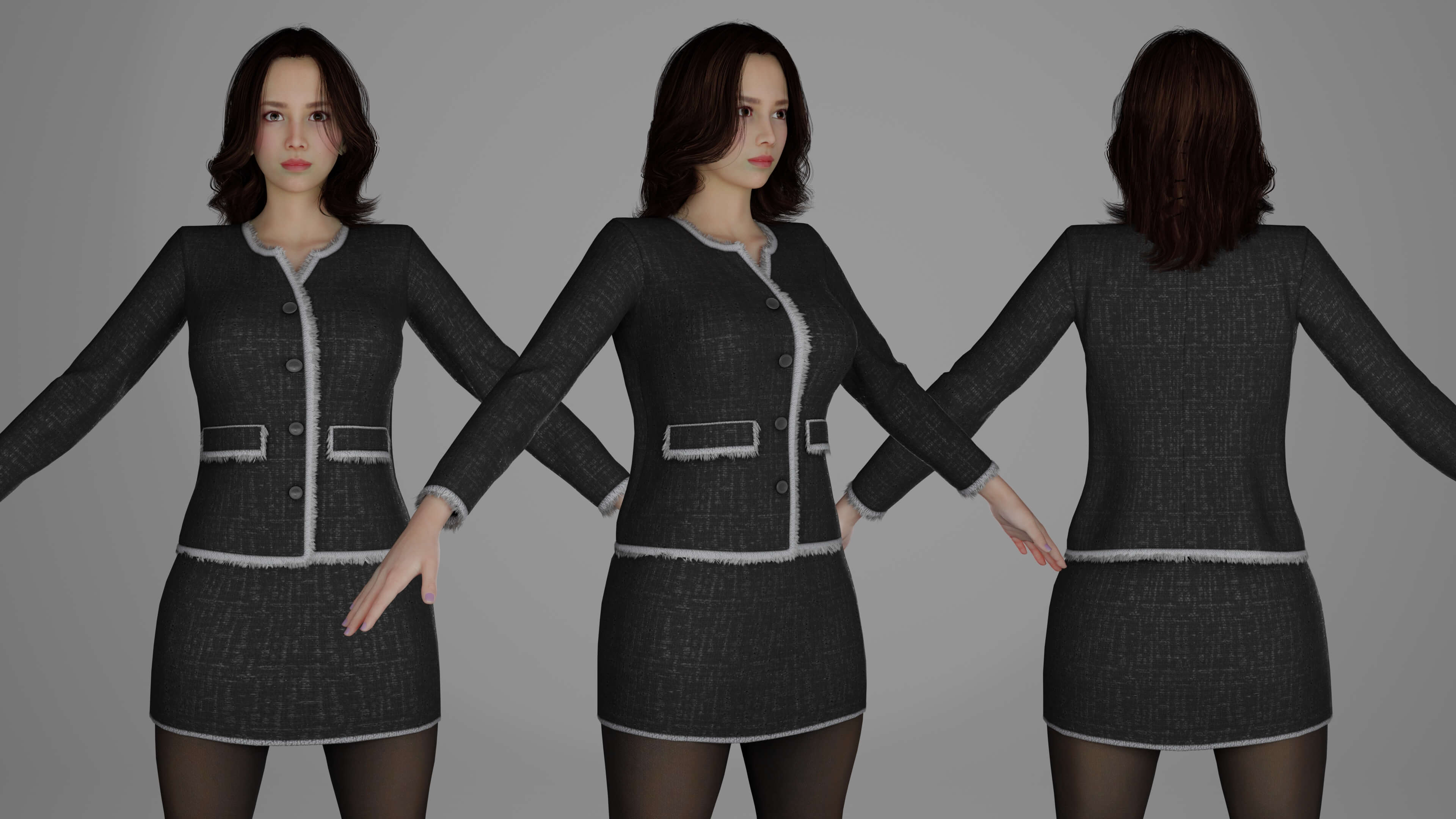 Realistic Girl Character - Office Girl - Woman Character 3D Model
