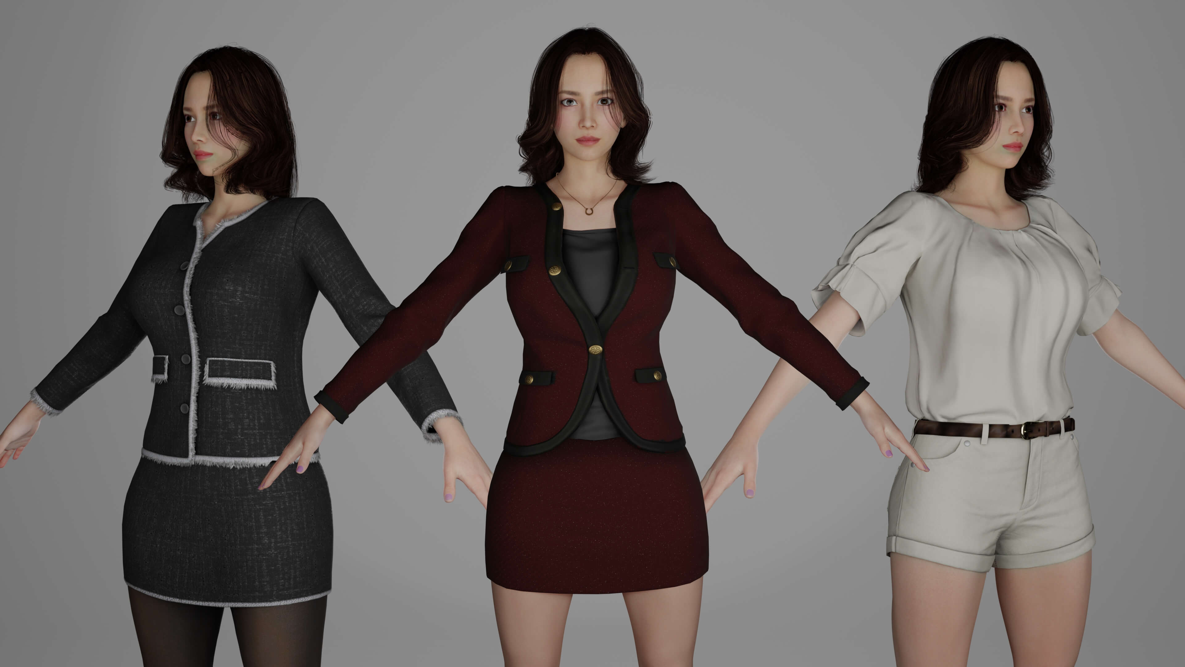 Realistic Girl Character - Office Girl - Woman Character 3D Model
