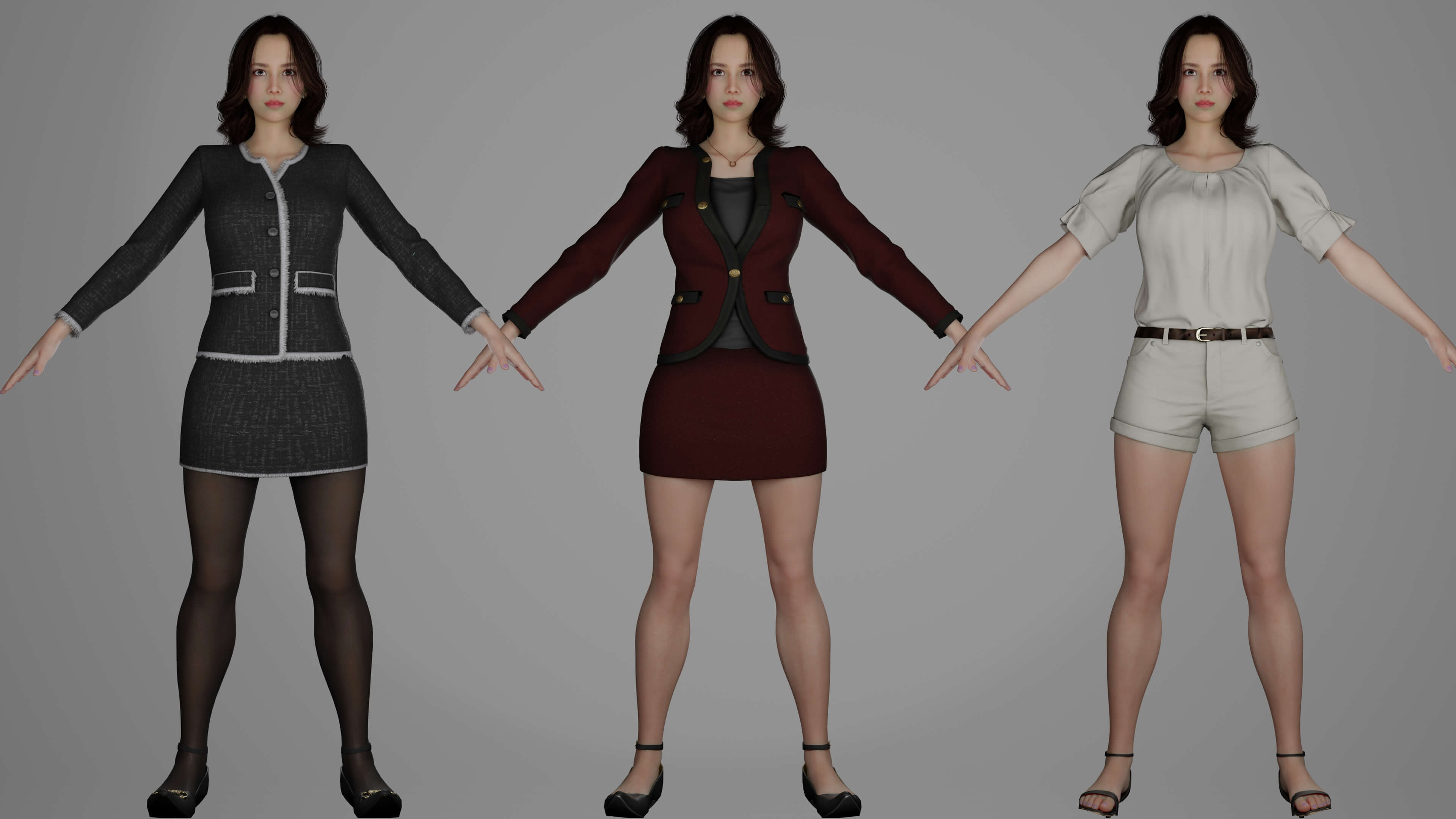 Realistic Girl Character - Office Girl - Woman Character 3D Model