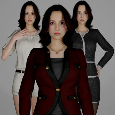 Realistic Girl Character - Office Girl - Woman Character