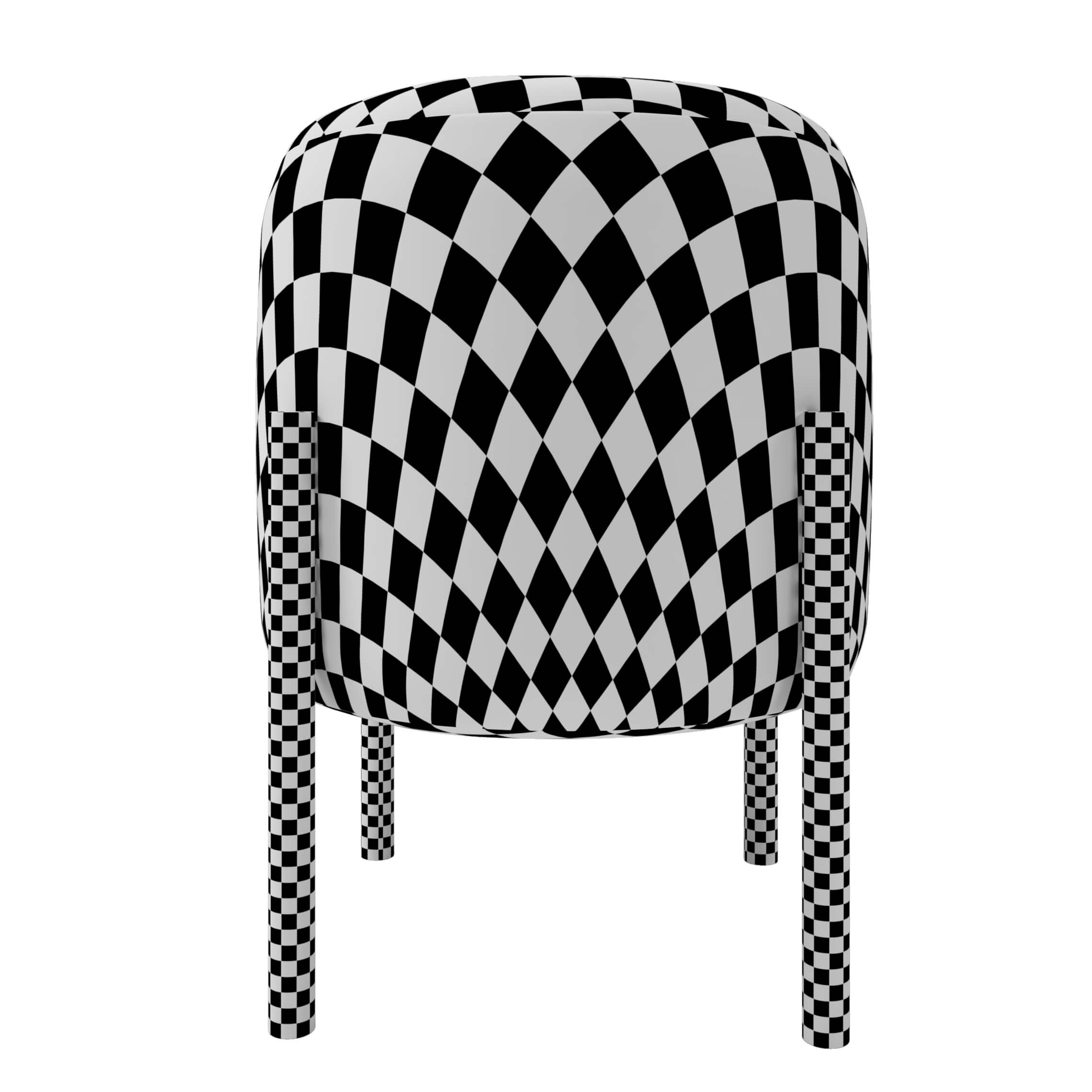 Modern Upholstered Dining Chair with Gold Metal Legs 3D Model