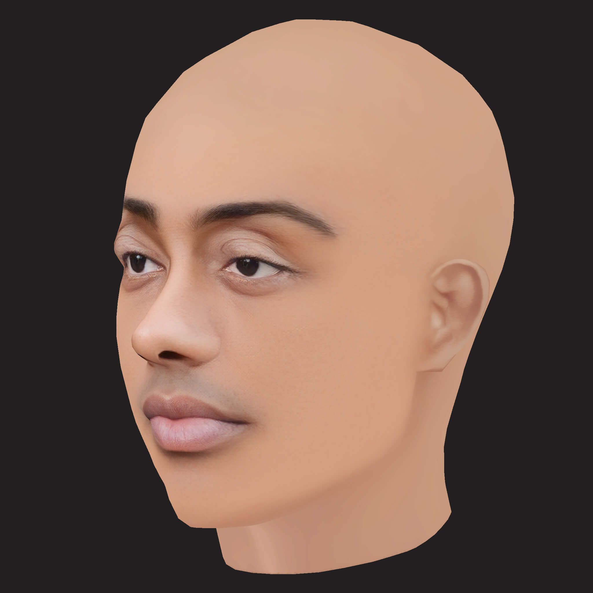 Low Poly Anime Rapper Head 3D Model