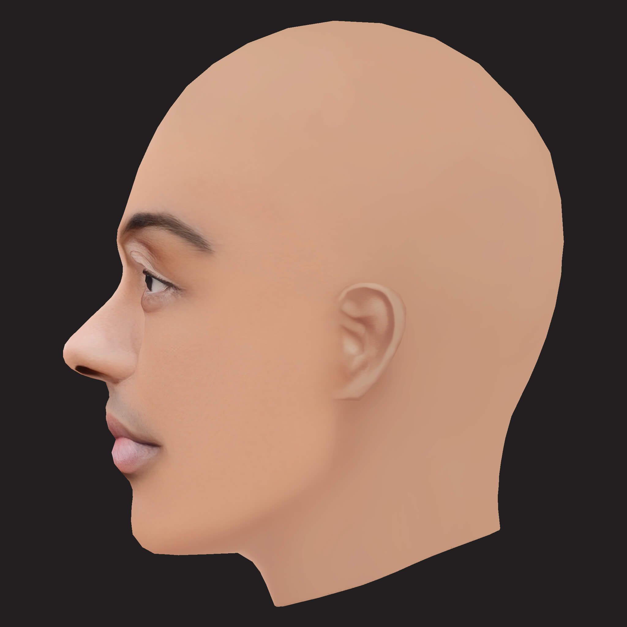 Low Poly Anime Rapper Head 3D Model