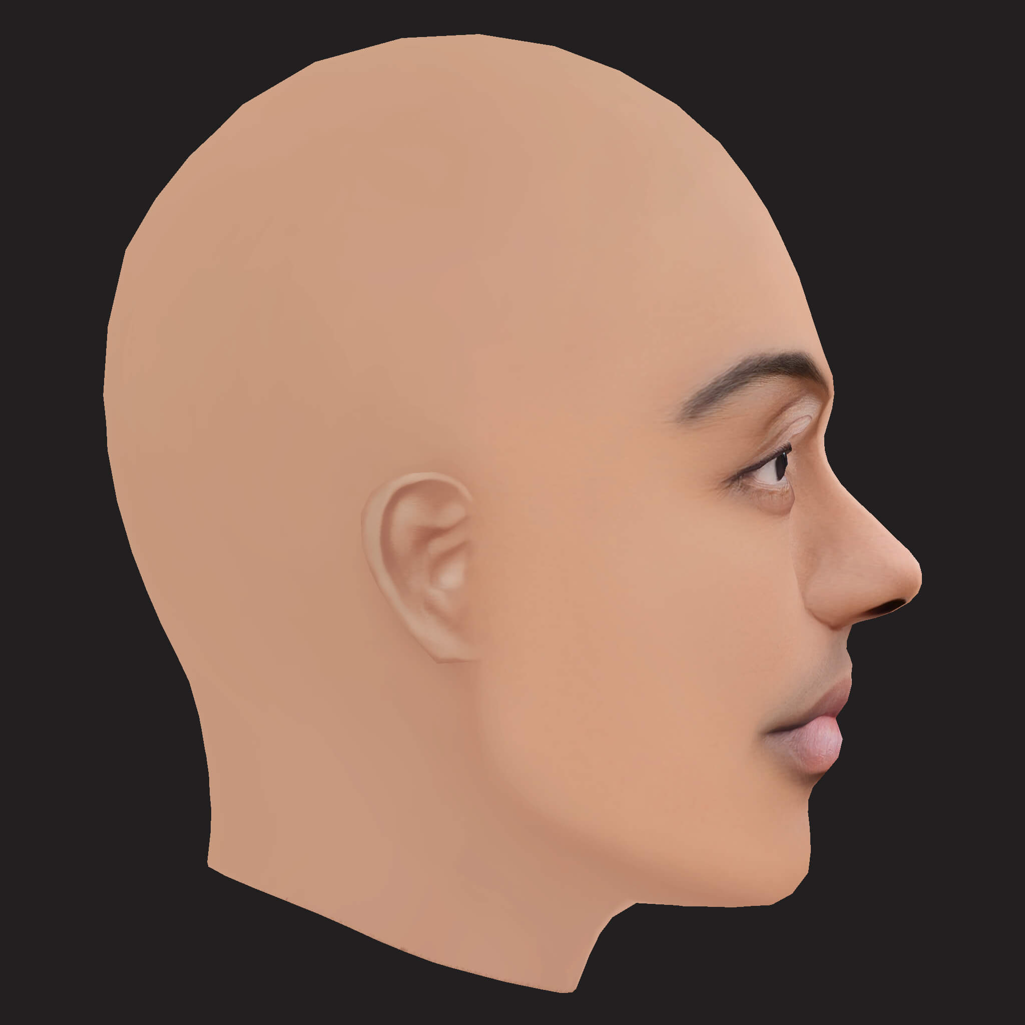 Low Poly Anime Rapper Head 3D Model