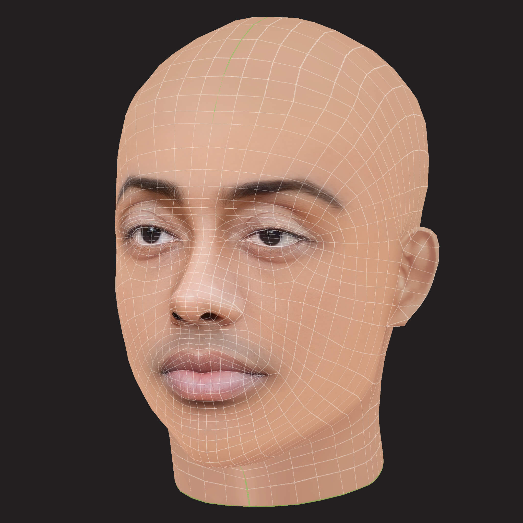 Low Poly Anime Rapper Head 3D Model