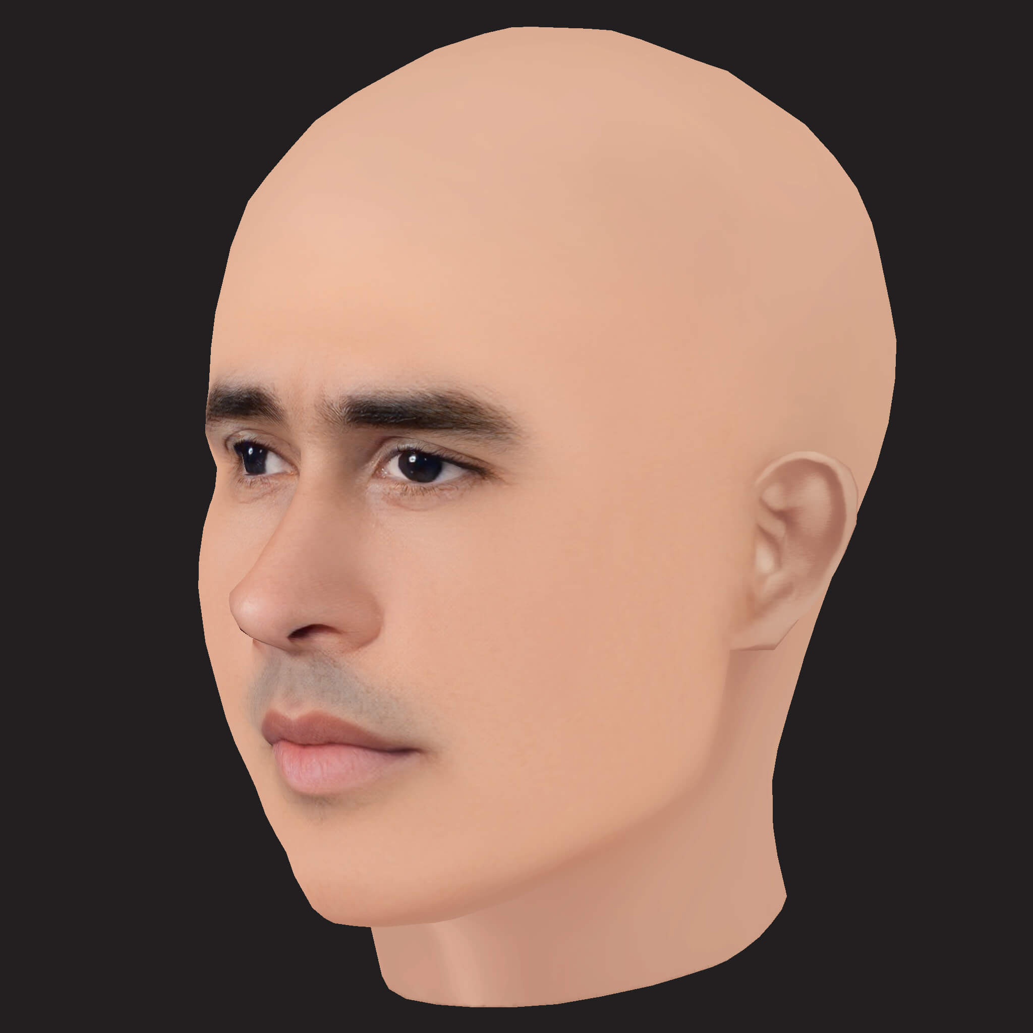 Low Poly Bad Bunny Rapper Head 3D Model