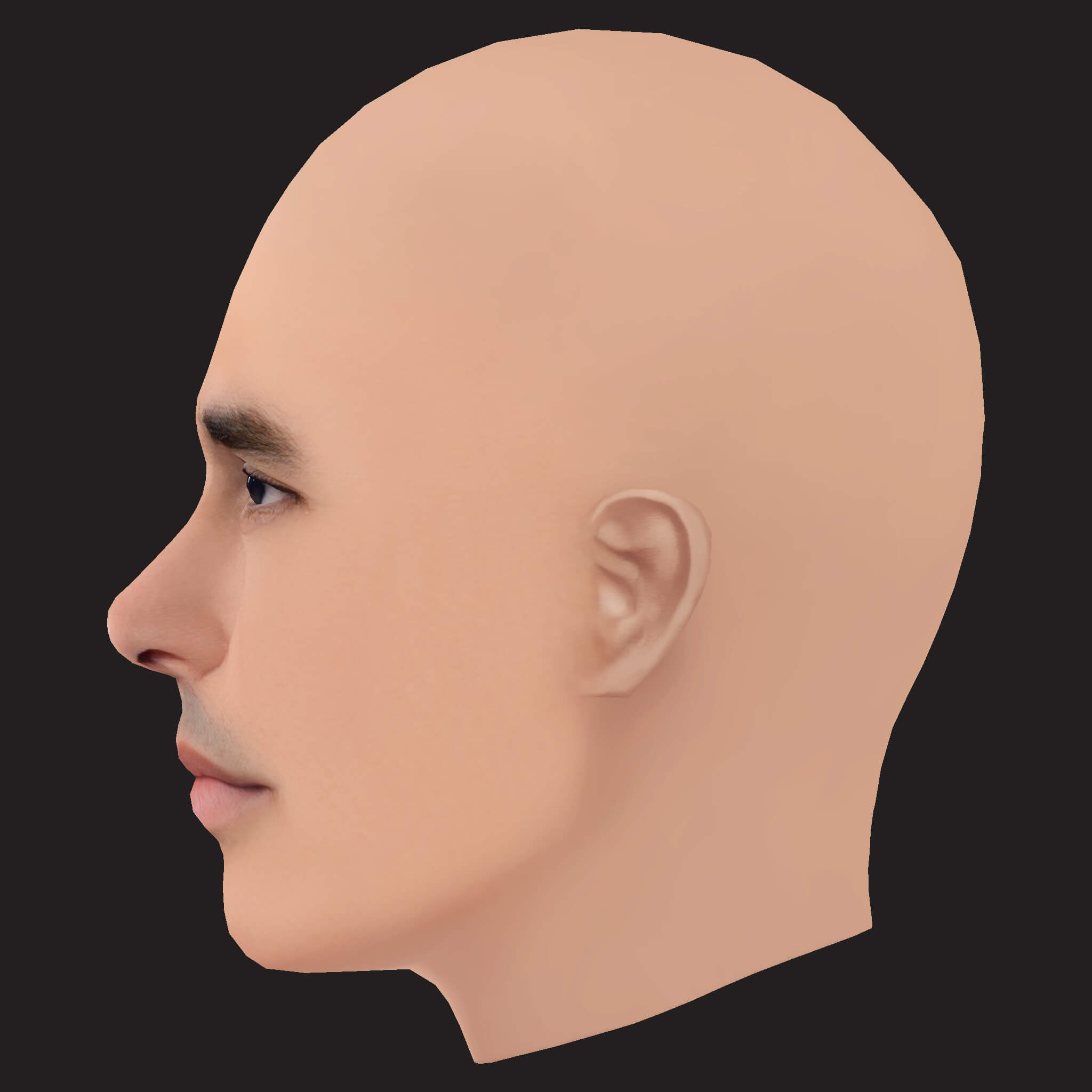 Low Poly Bad Bunny Rapper Head 3D Model