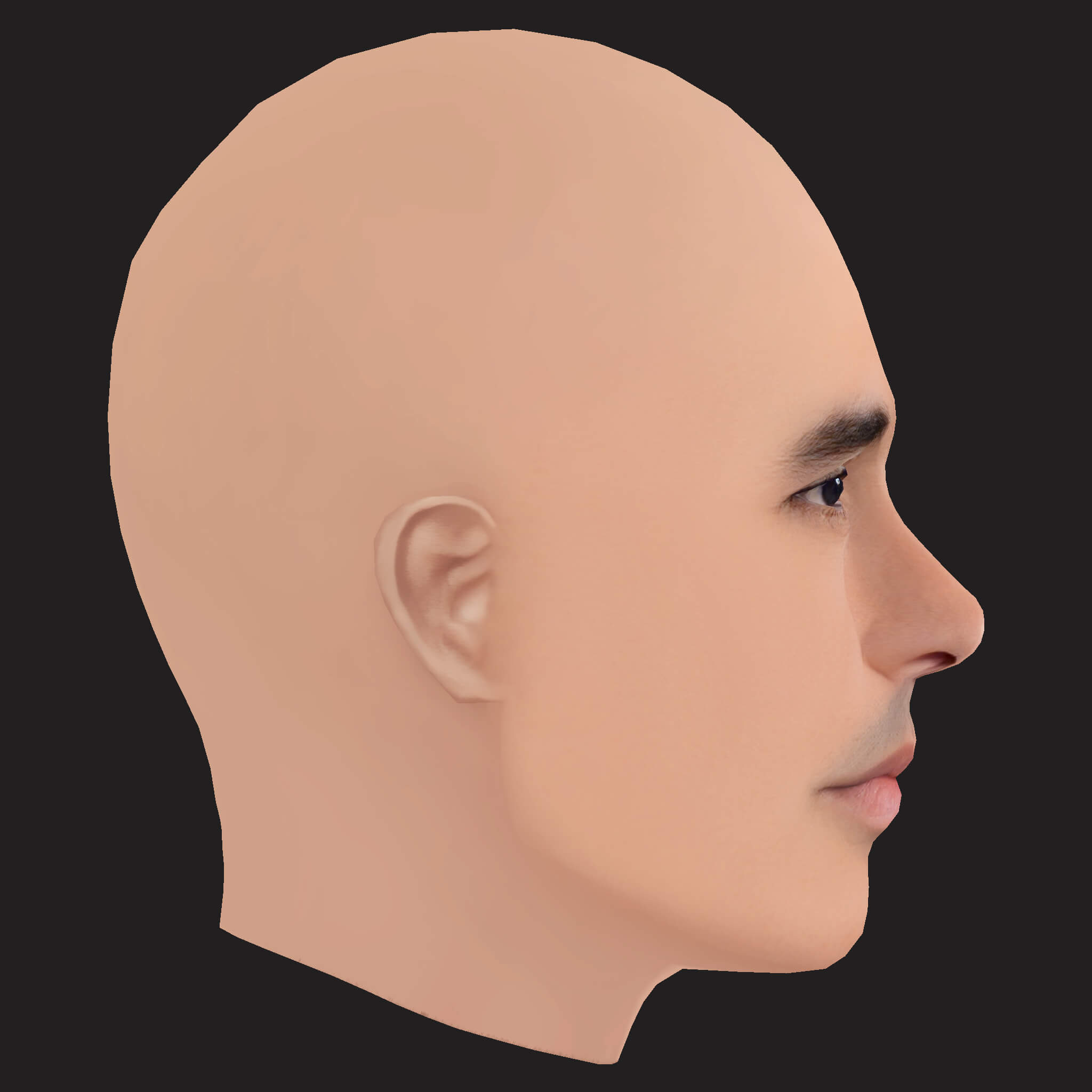 Low Poly Bad Bunny Rapper Head 3D Model
