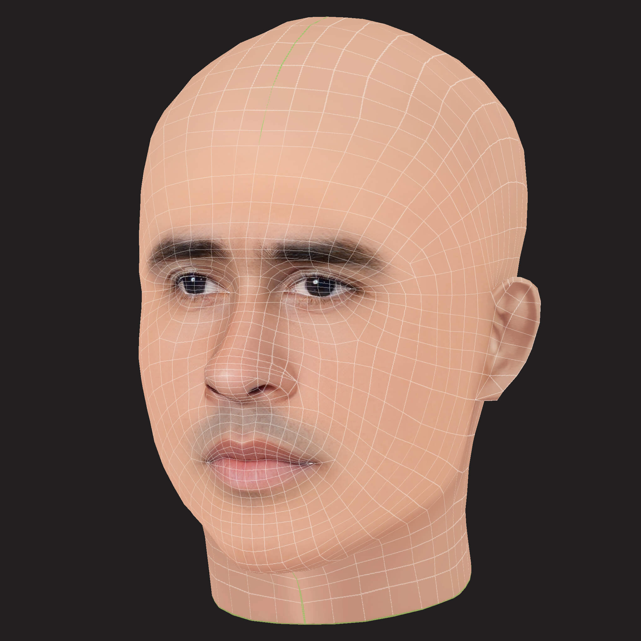 Low Poly Bad Bunny Rapper Head 3D Model