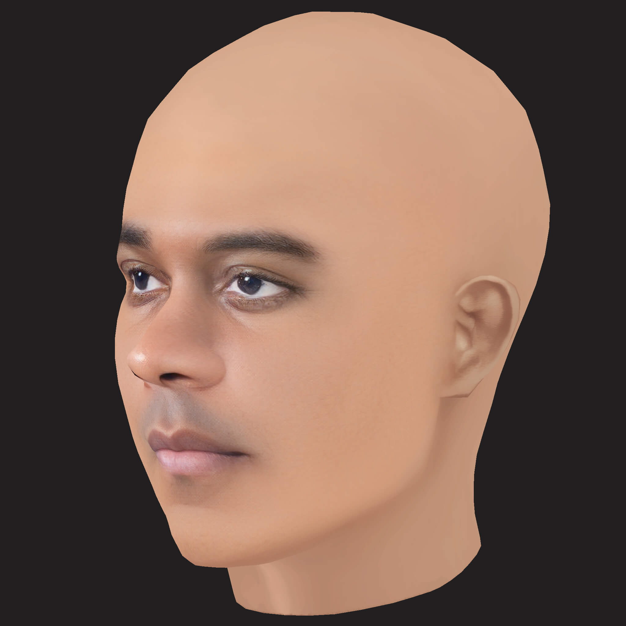 Low Poly Big K.R.I.T Rapper Head 3D Model