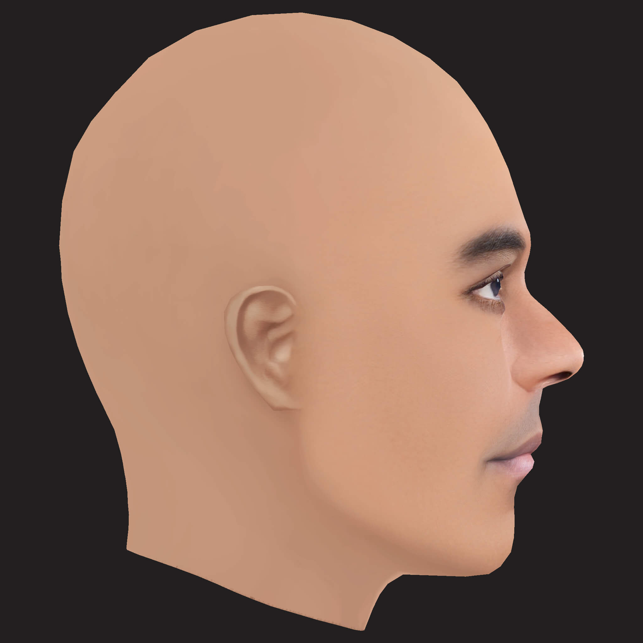 Low Poly Big K.R.I.T Rapper Head 3D Model