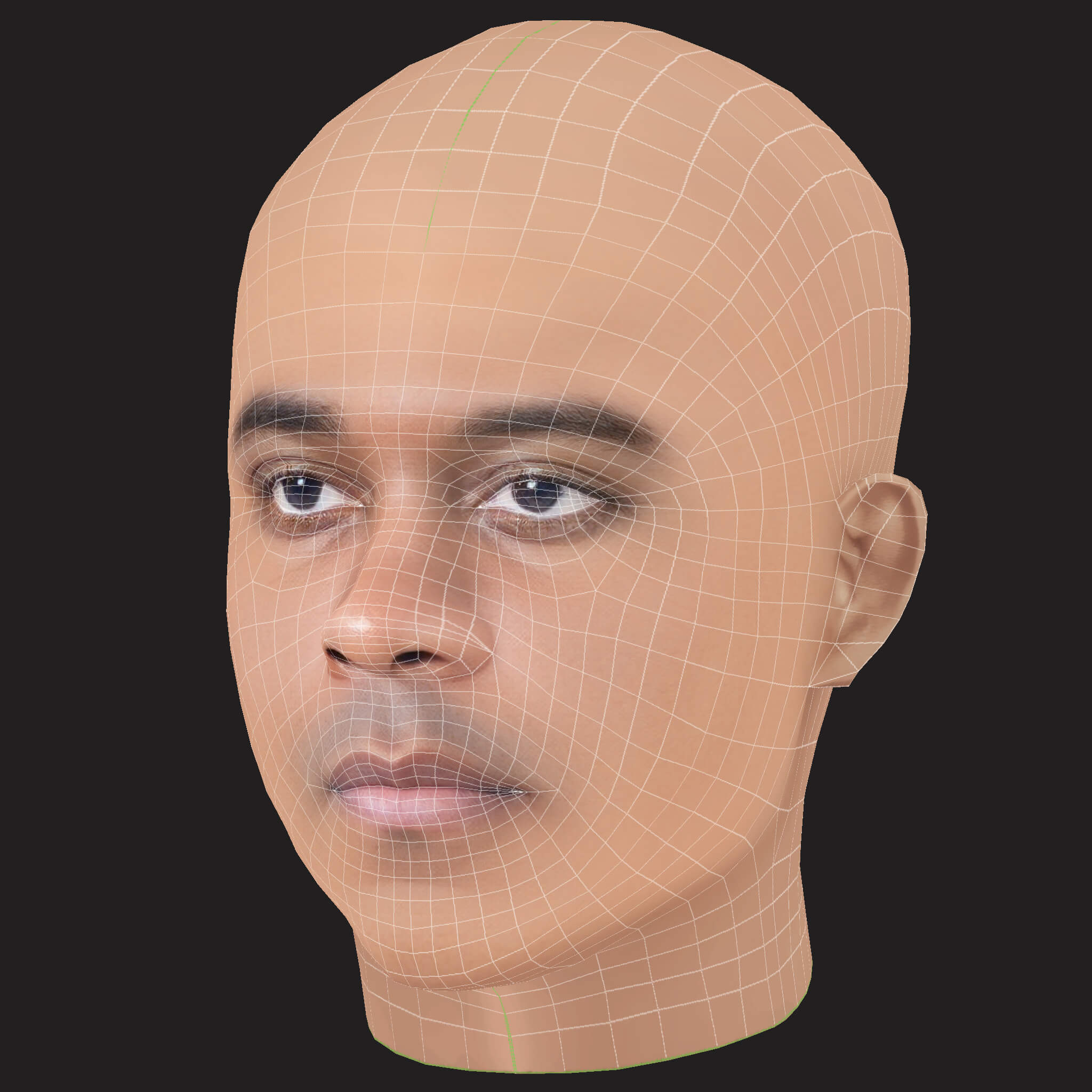 Low Poly Big K.R.I.T Rapper Head 3D Model