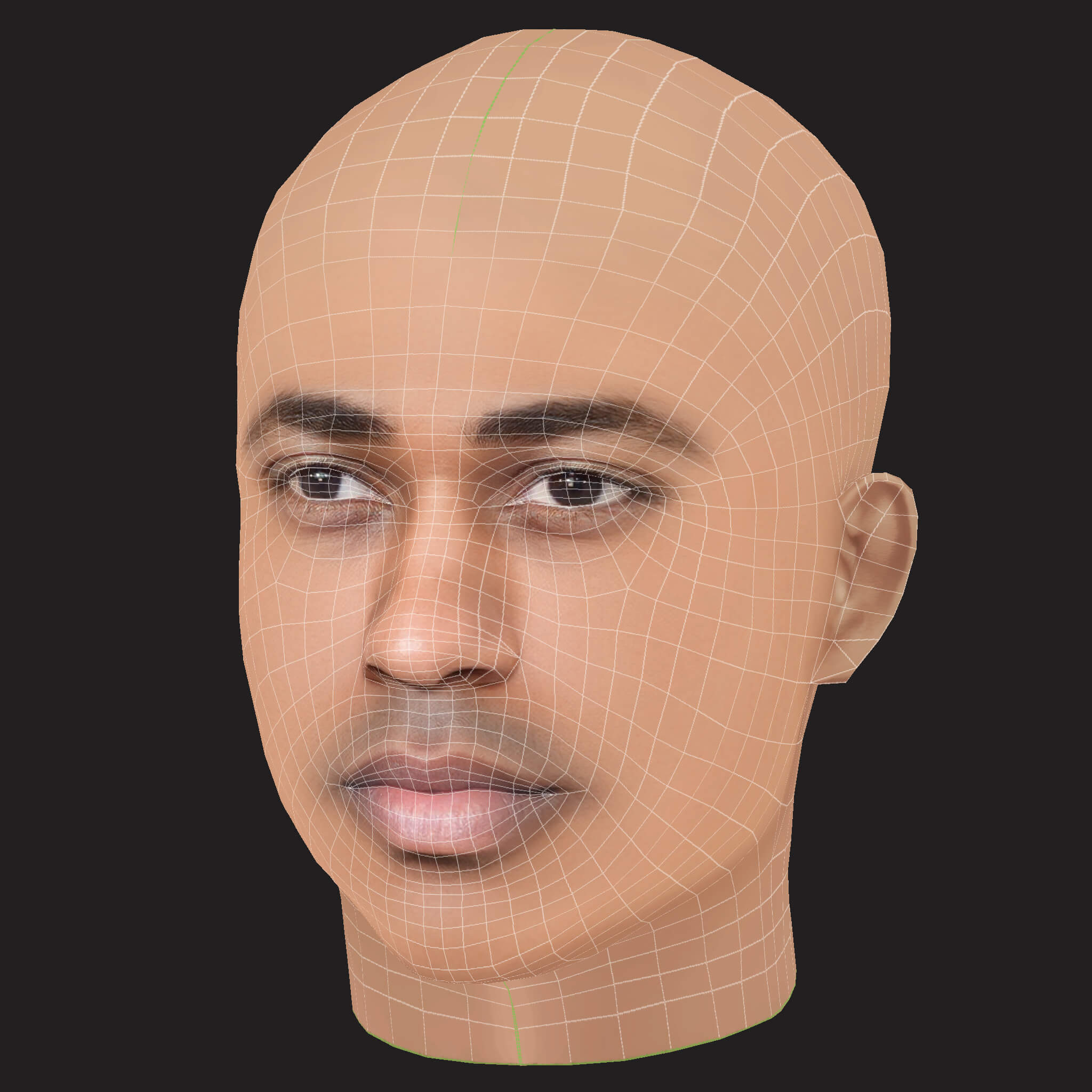 Low Poly Big Sean Rapper Head 3D Model