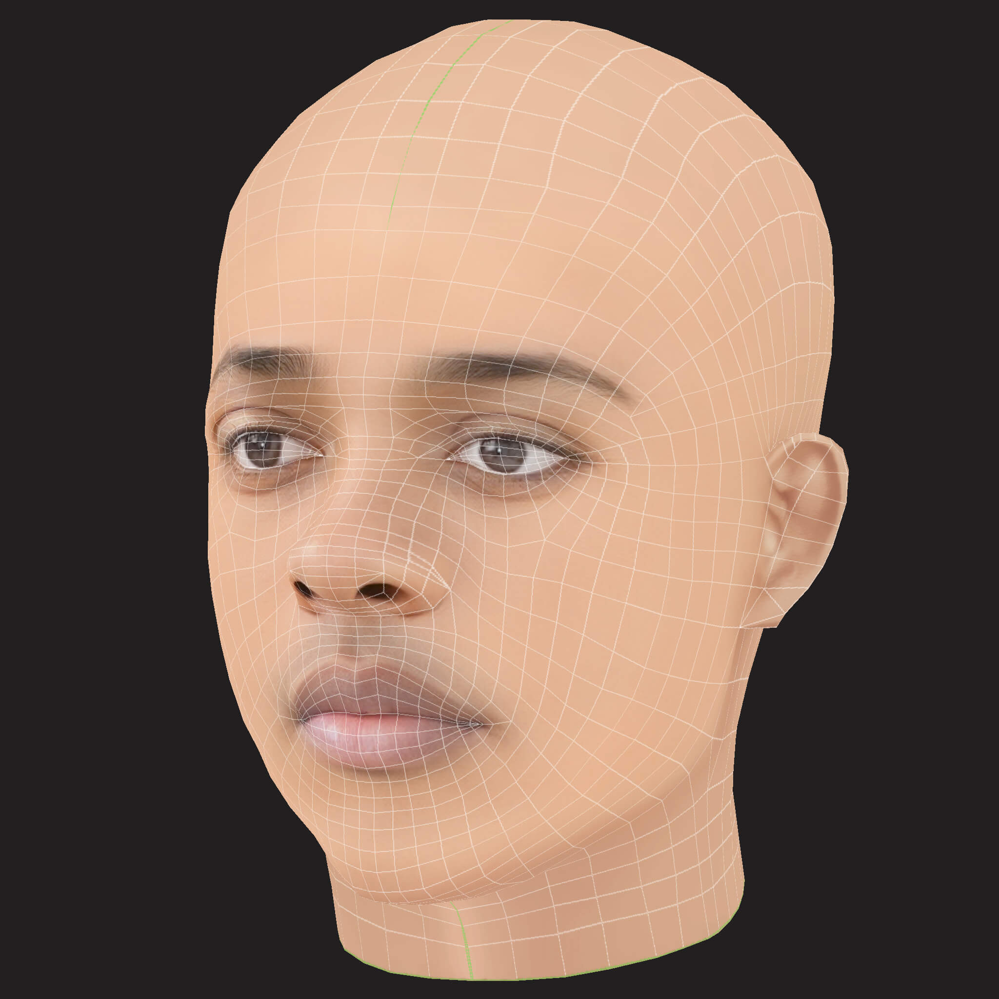 Low Poly Chief Keef Rapper Head 3D Model