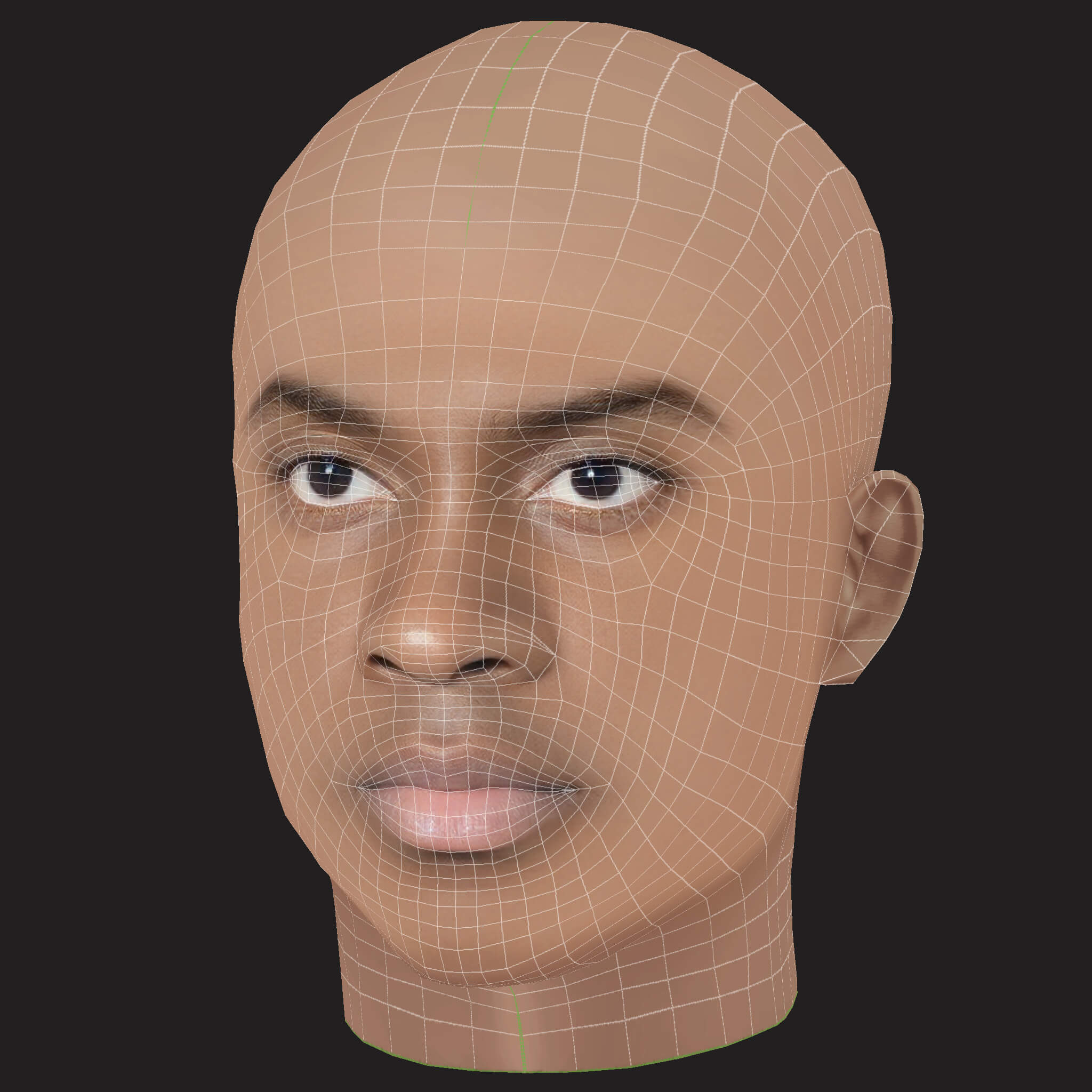Low Poly Damso Rapper Head 3D Model