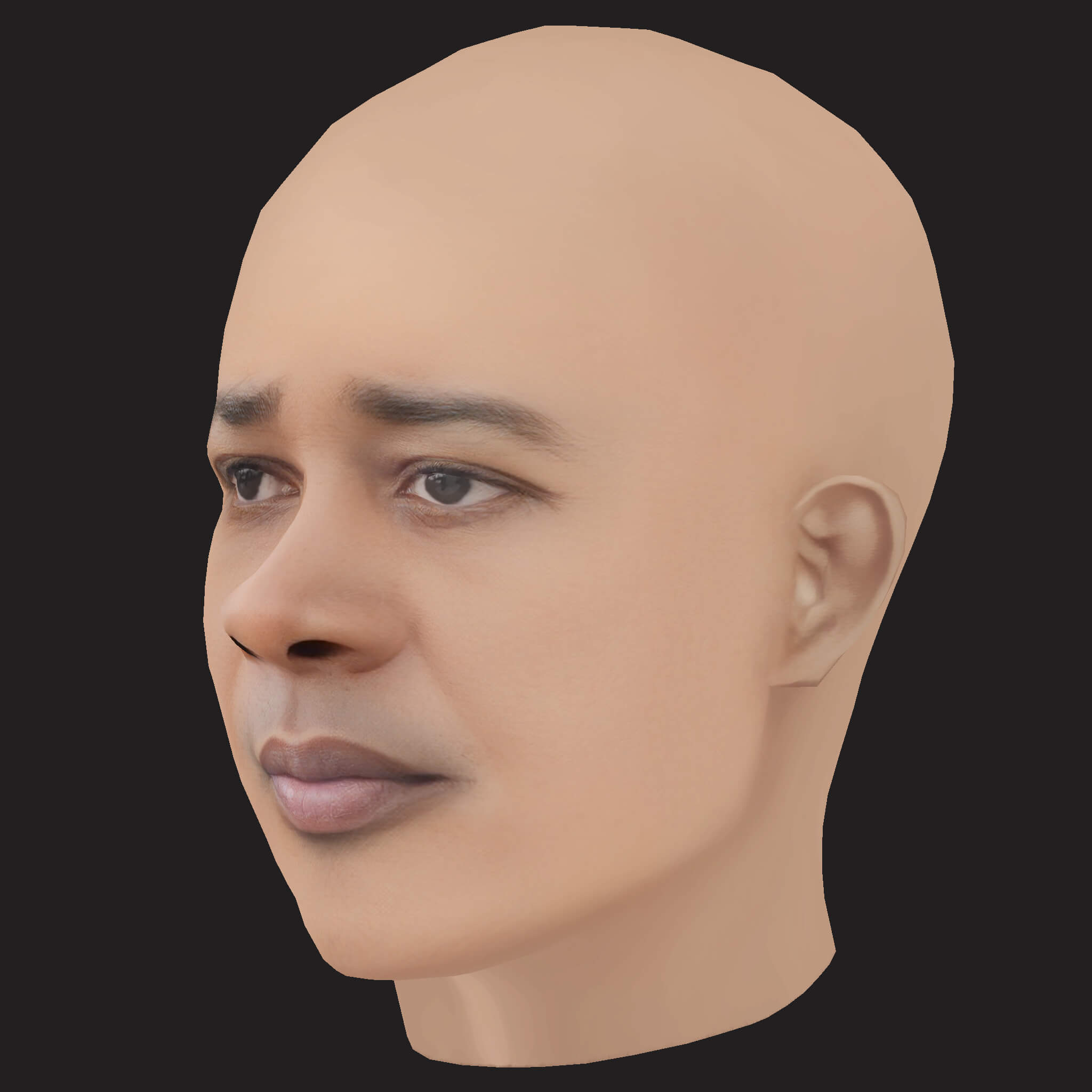 Low Poly Danny Brown Rapper Head 3D Model