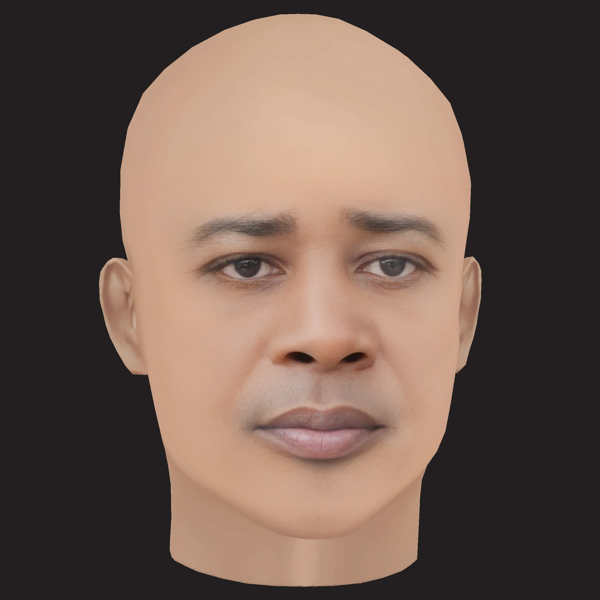 Low Poly Danny Brown Rapper Head 3D Model