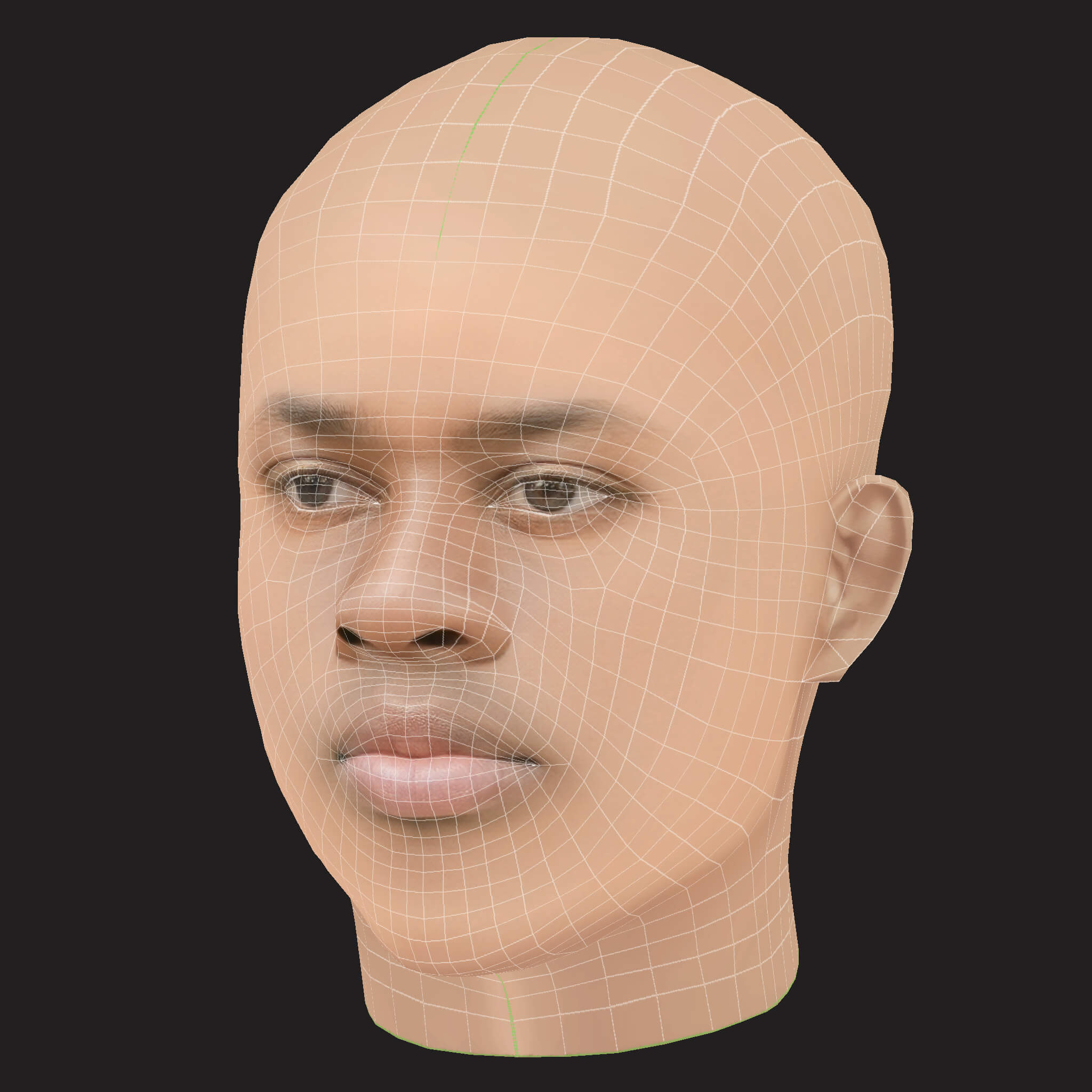 Low Poly Denzel Curry Rapper Head 3D Model
