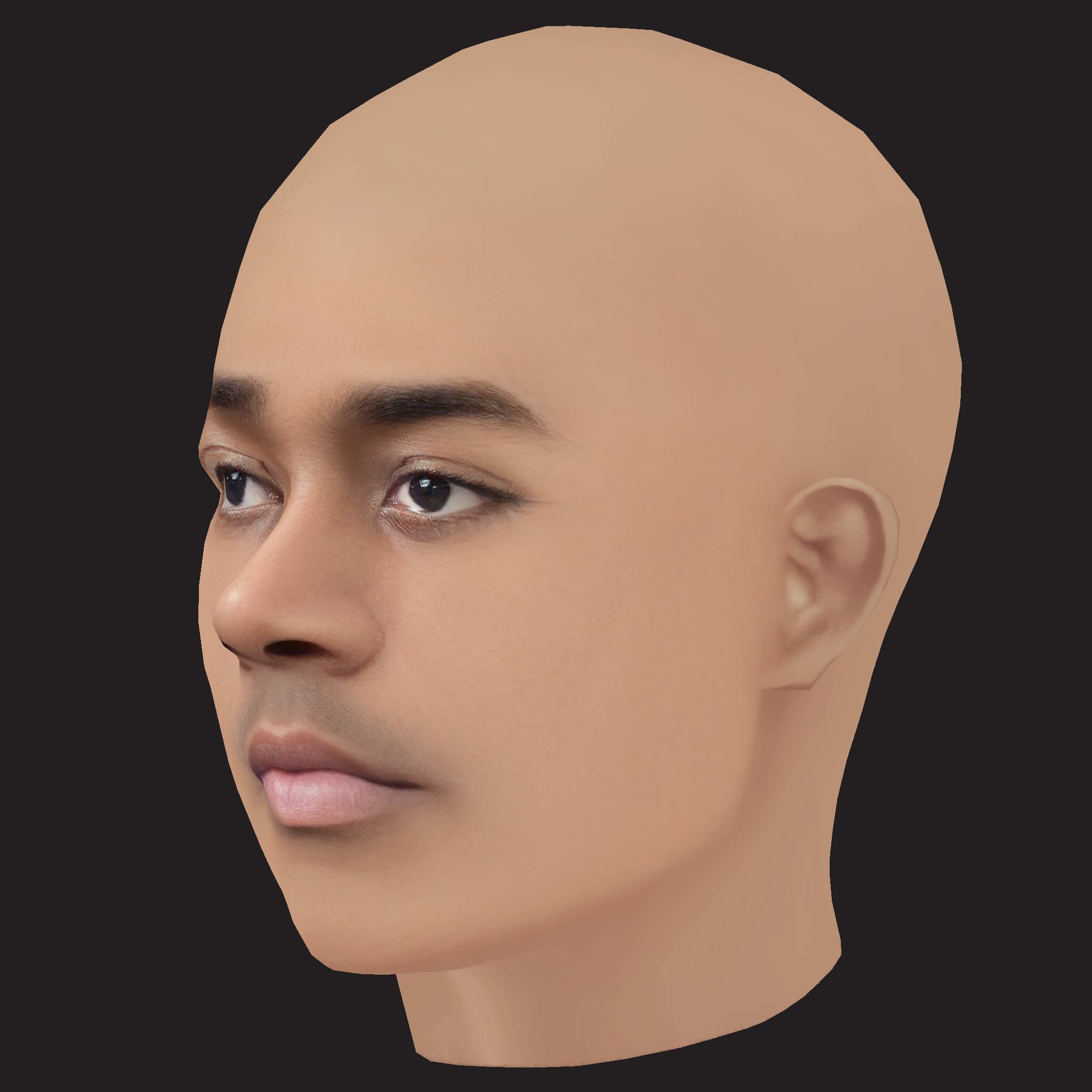 Low Poly Fivio Foreign Rapper Head 3D Model