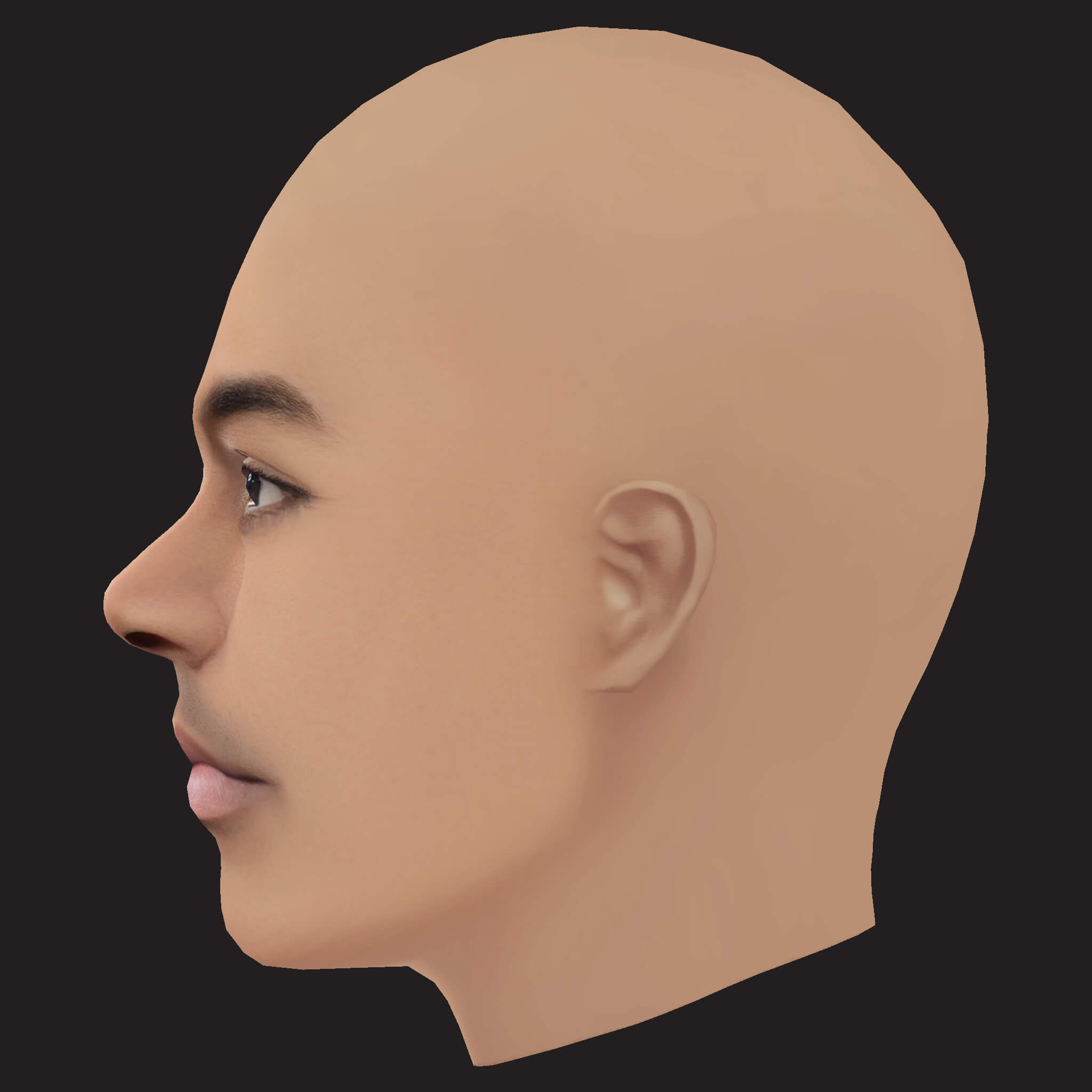 Low Poly Fivio Foreign Rapper Head 3D Model