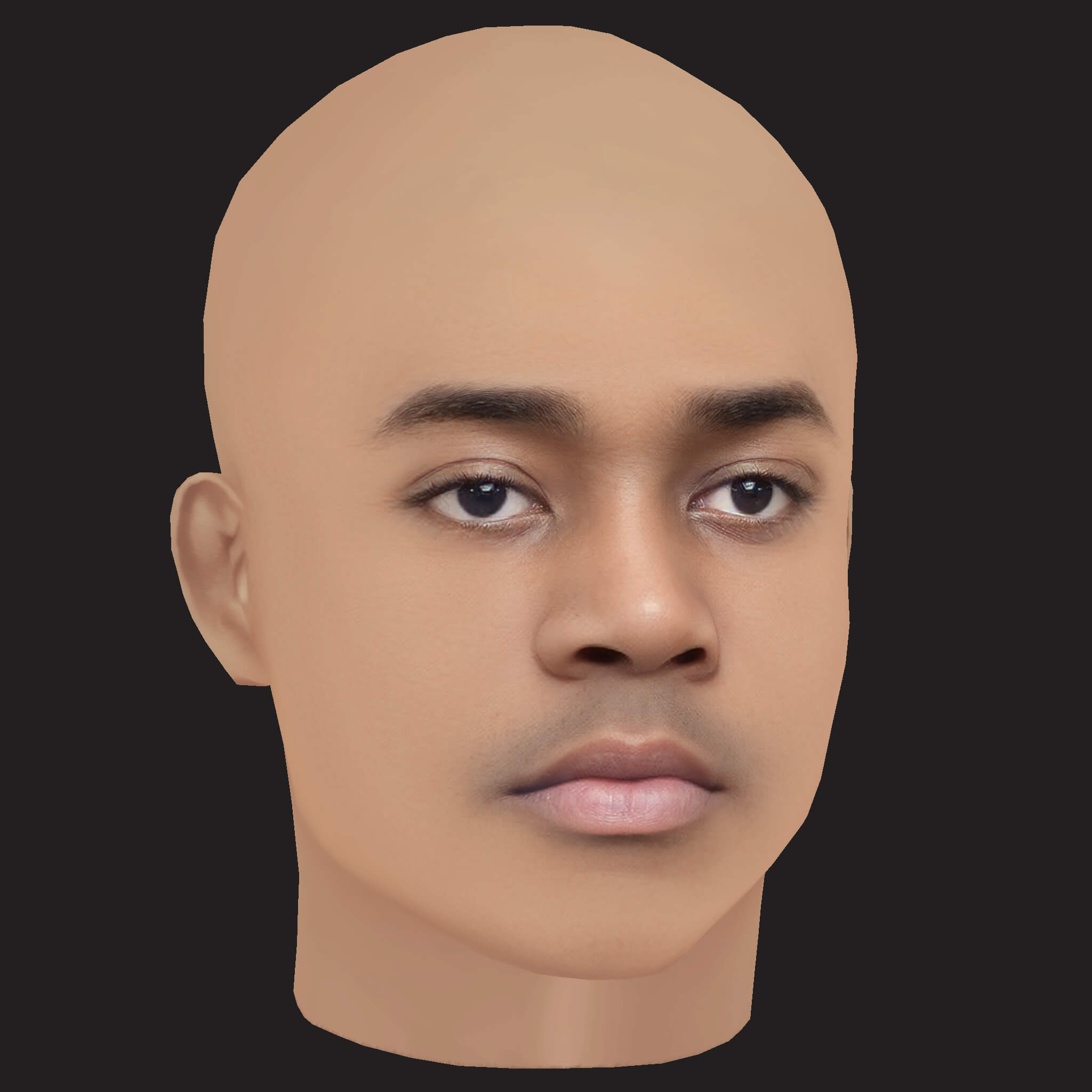 Low Poly Fivio Foreign Rapper Head 3D Model