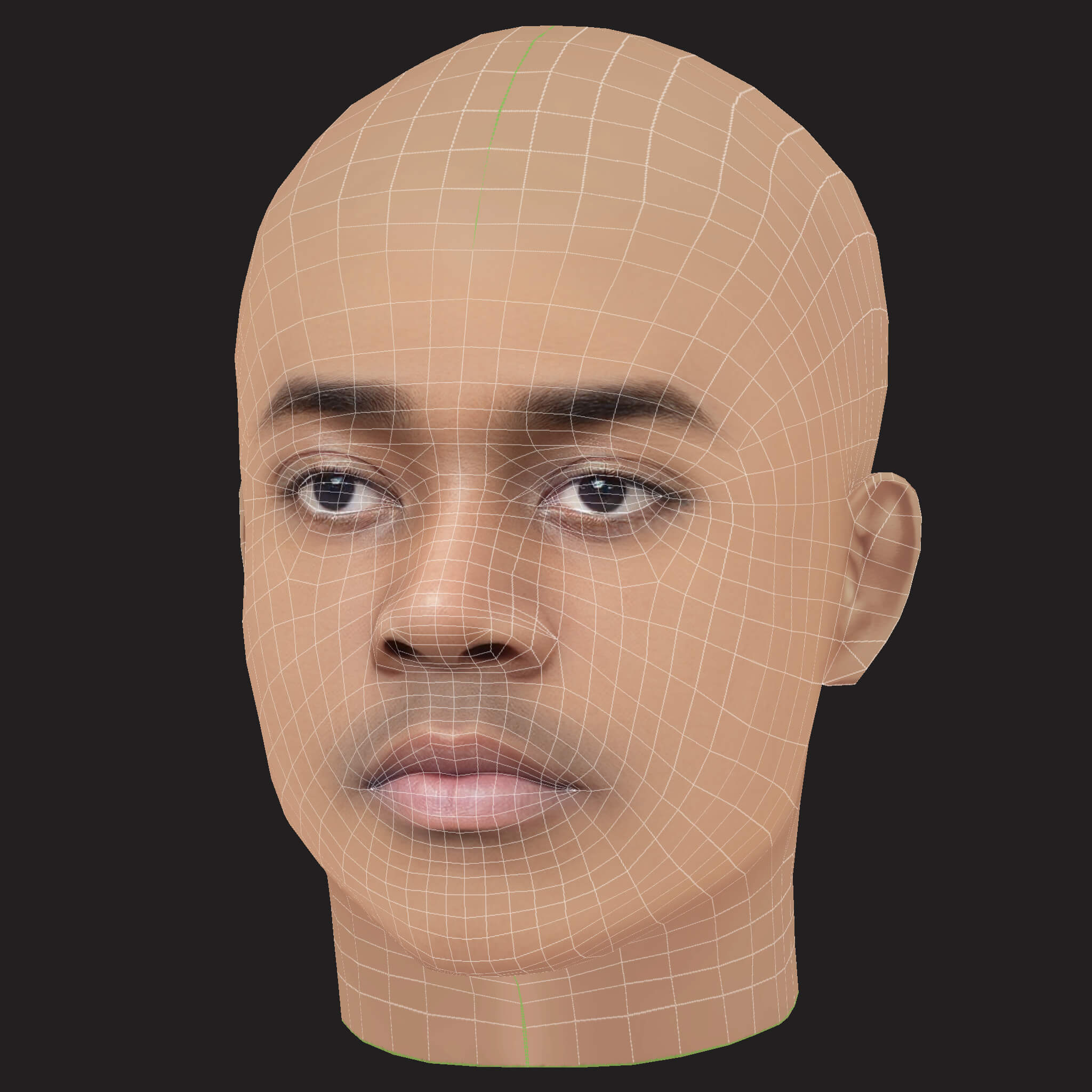 Low Poly Fivio Foreign Rapper Head 3D Model
